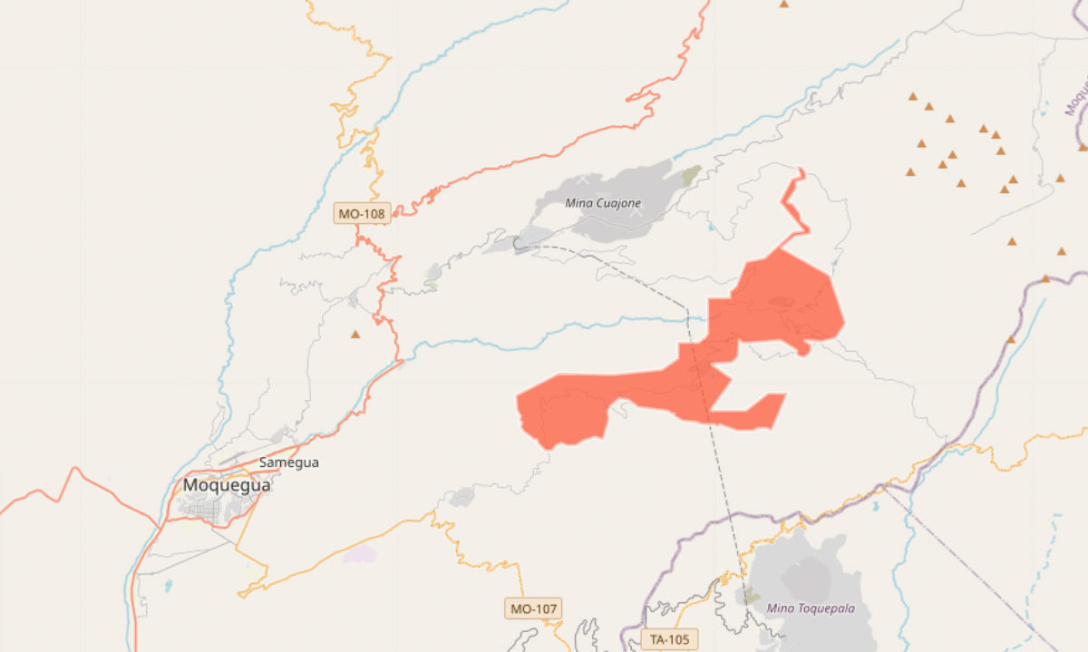 Ubicación del proyecto, en los distritos de Samegua y Torata, Perú.