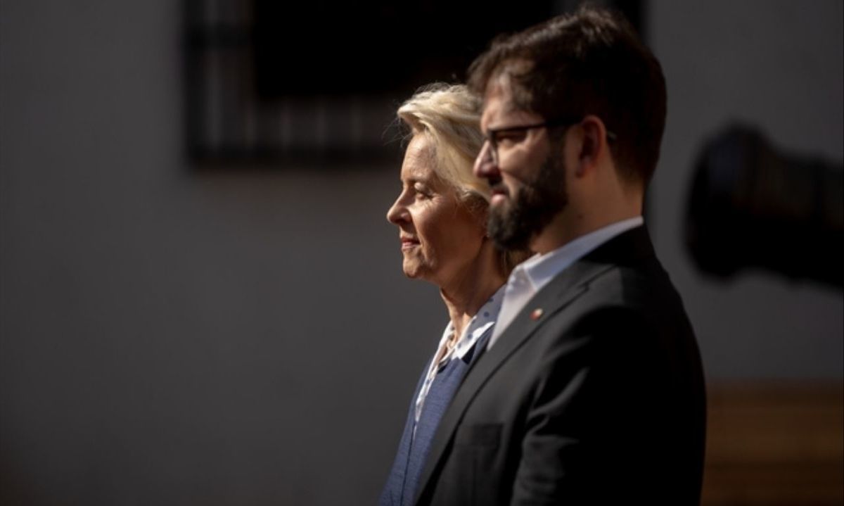 El presidente Gabriel Boric y la presidenta de la Comisión Europea Ursula von der Leyen.