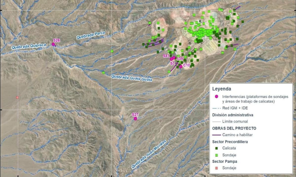 Quebradas en el sector precordillera. Imagen extraída de la Declaración de Impacto Ambiental.