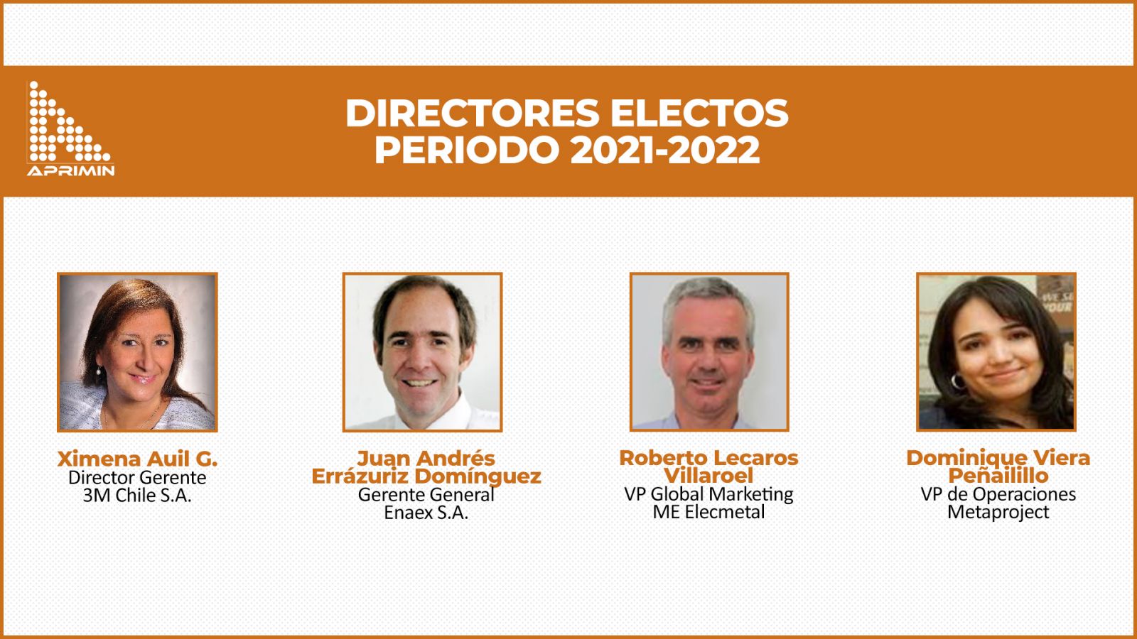APRIMIN cuenta con nuevos directores para el periodo 2021 2022